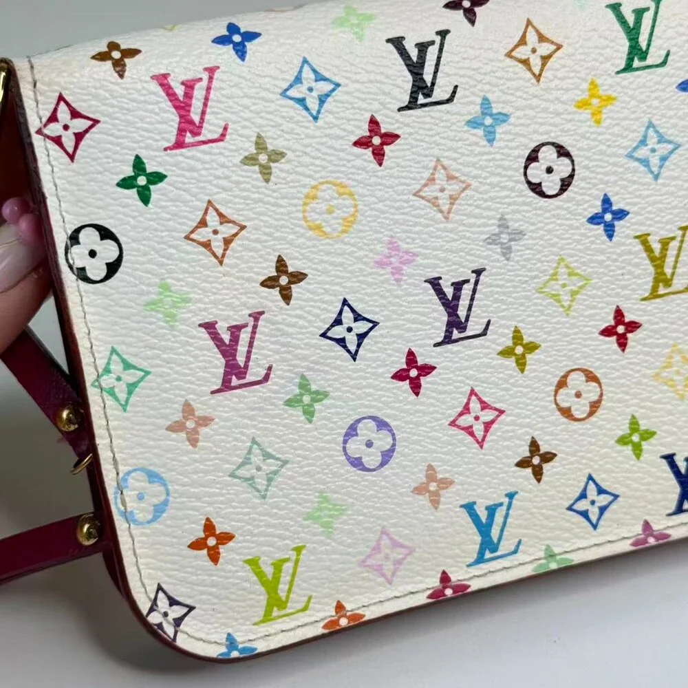 Louis Vuitton White Multicolor Wallet with Colorful Monogram Design